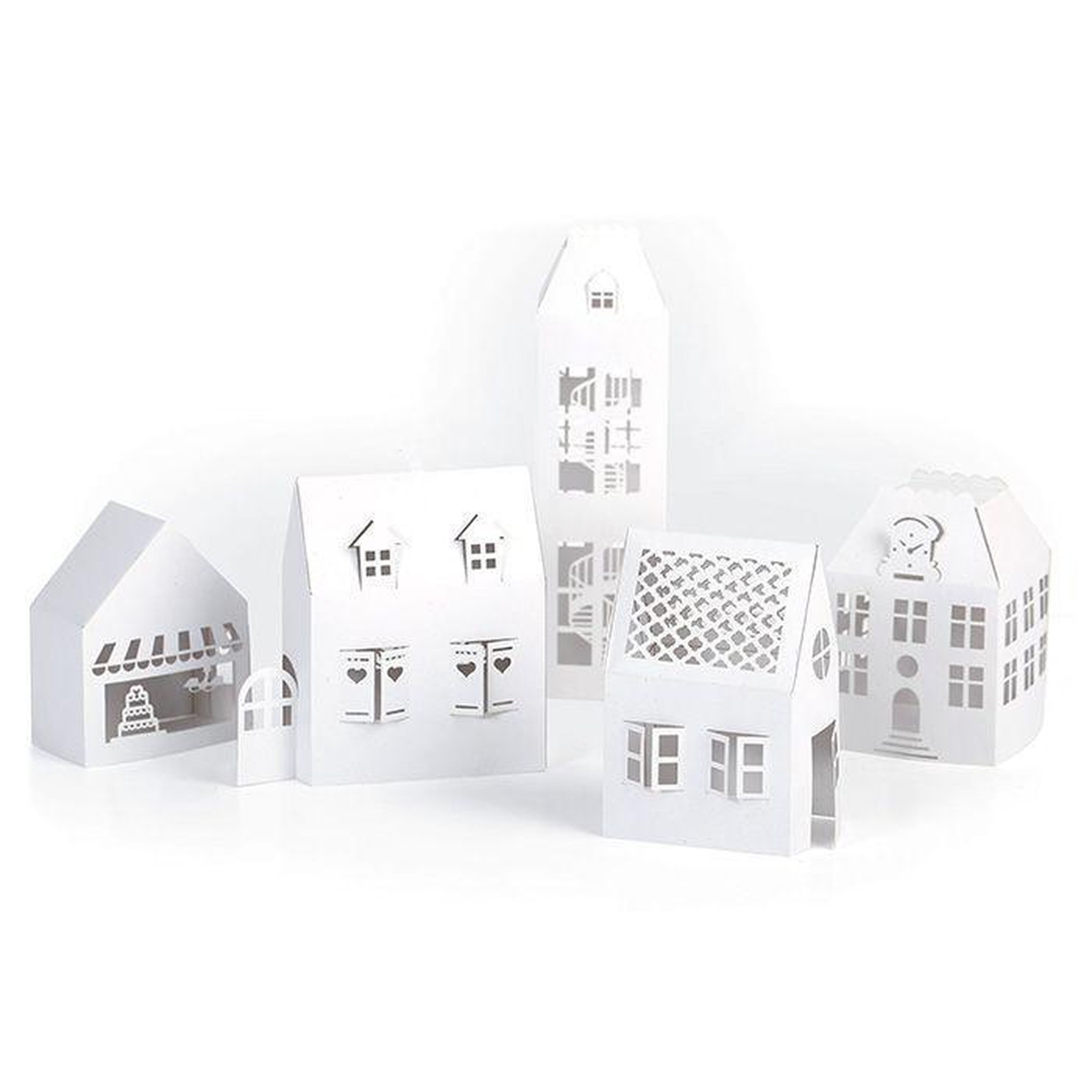 Voir la diapositive 1 : Graine créative 5 maisons blanches de décoration à monter soi-même 19 x 5,5 x 4,5 cm