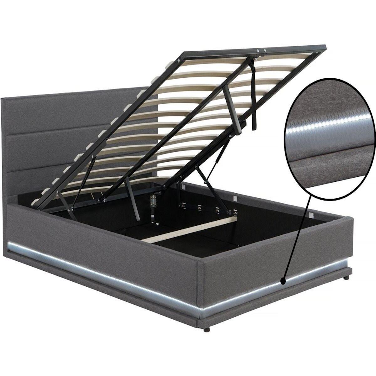 Habitat et Jardin Lit LED avec coffre  Anastasia  - 160 x 200 - Gris foncé