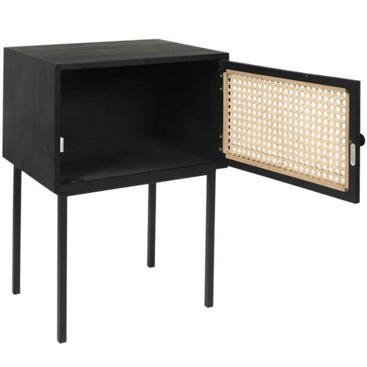 Paris Prix Table de Chevet en Bois 1 Porte  Bessie  55cm Noir