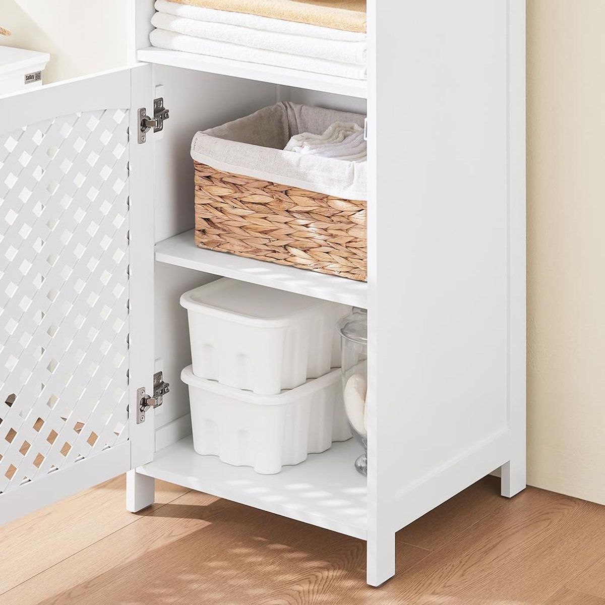 SOBUY SoBuy - Colonne De Salle De Bain à deux portes - Blanc - 45x41.5x170cm - Nordique - BZR209-W