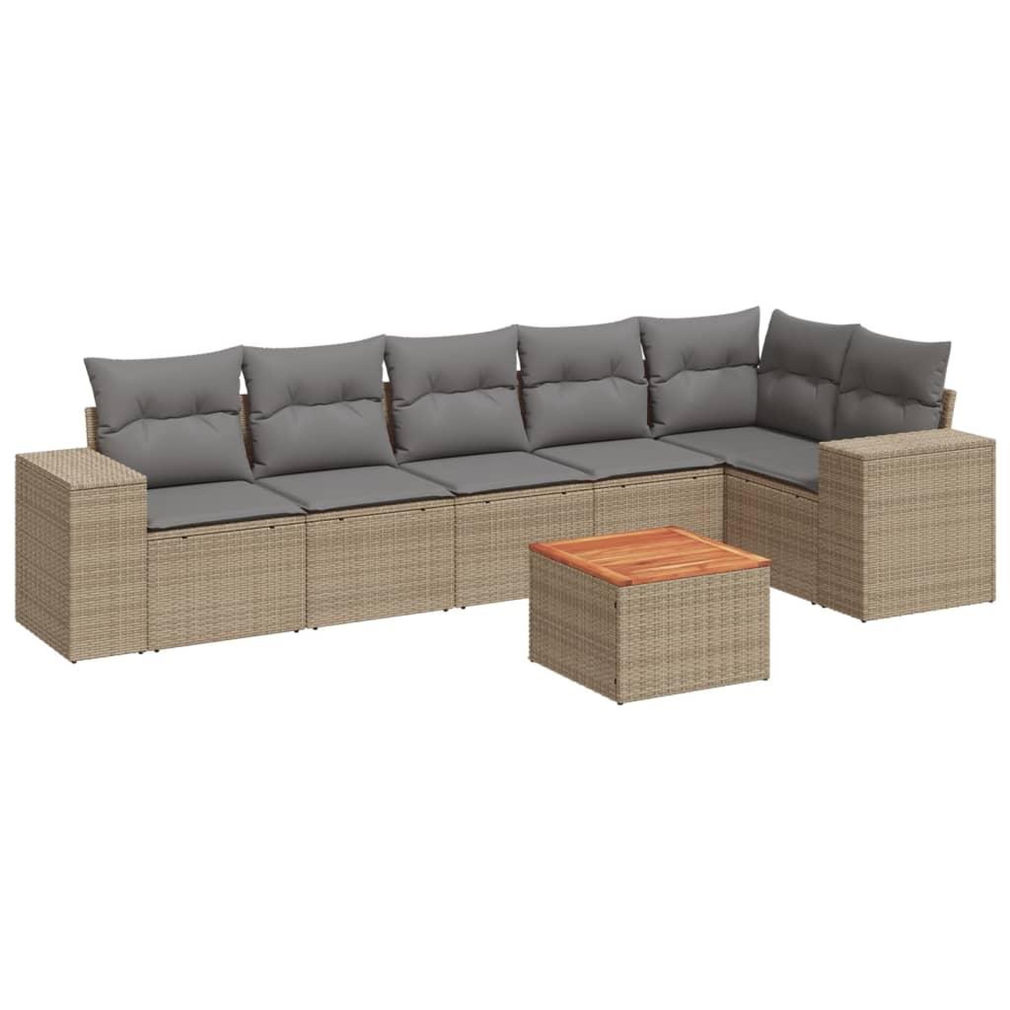 Voir la diapositive 2 : VIDAXL Salon de jardin avec coussins 7 pcs beige resine tressee