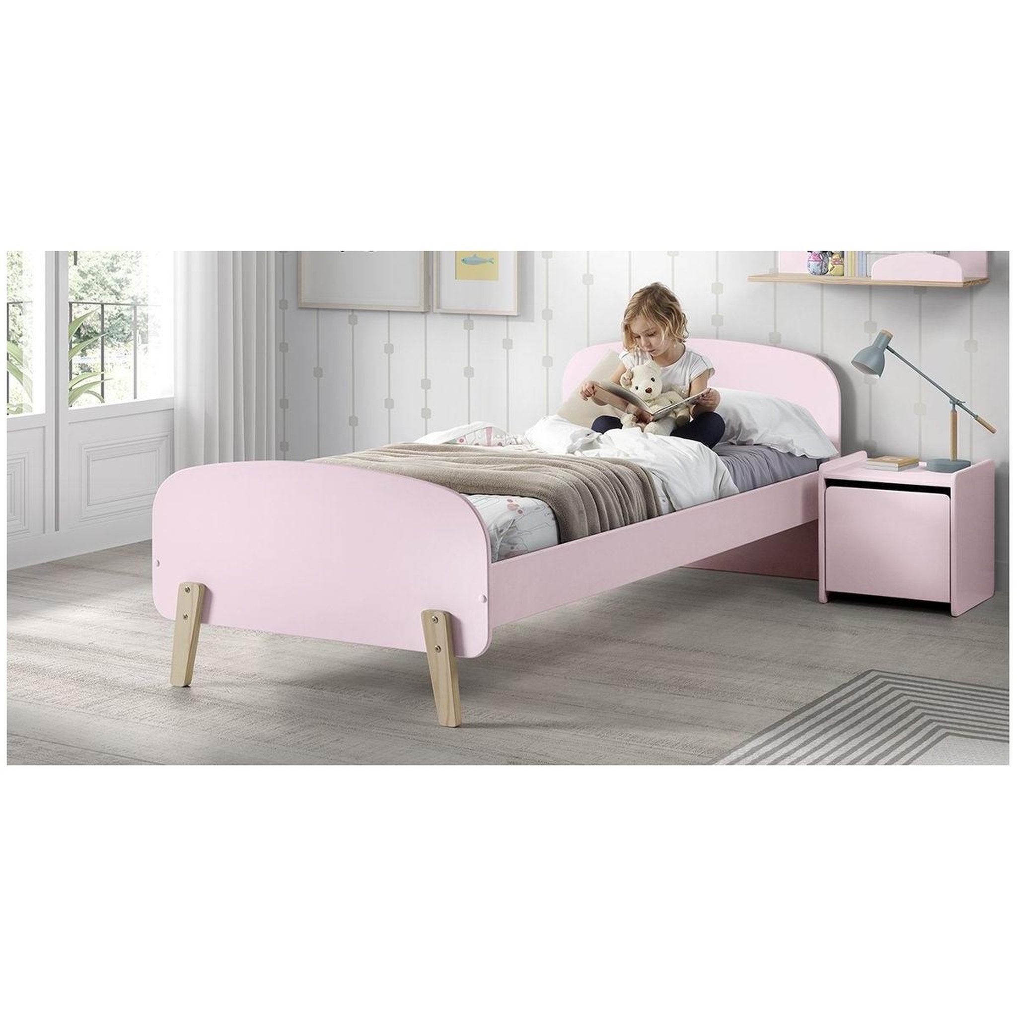 Voir la diapositive 5 : Paris Prix Pack - lit enfant, chevet & coffre  kiddy  90x200cm rose