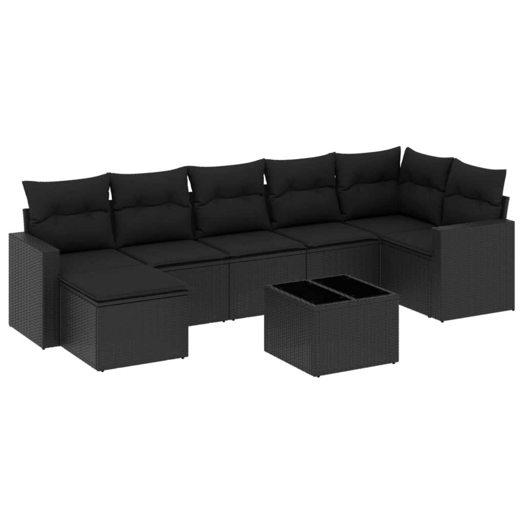 Voir la diapositive 2 : VIDAXL Salon de jardin 8 pcs avec coussins noir resine tressee
