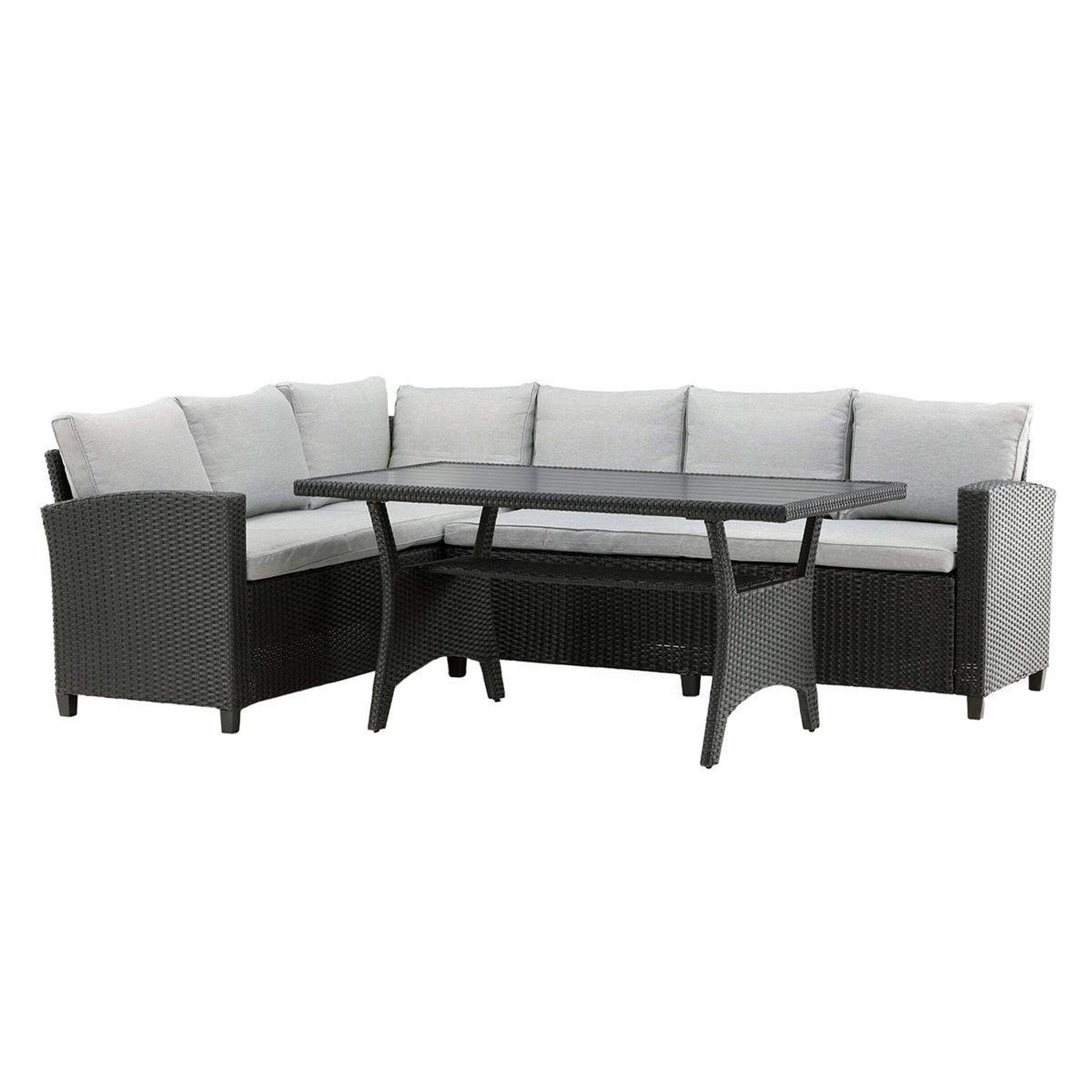 Paris Prix Salon repas d'angle de jardin 6 places  brentwood  230cm noir