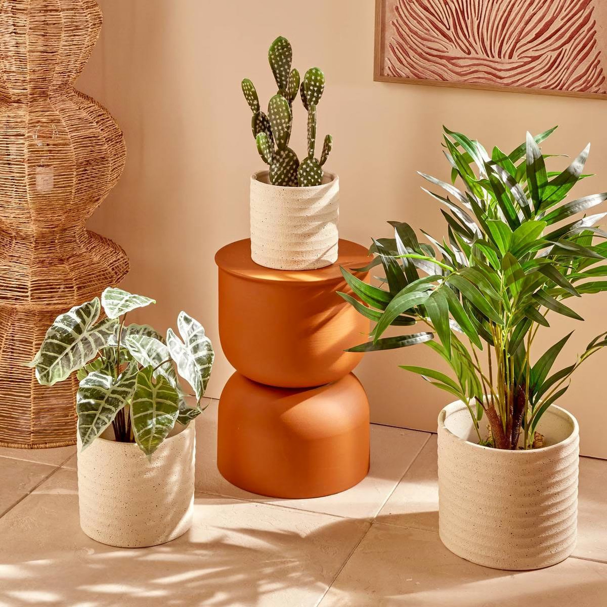 Voir la diapositive 2 : ATMOSPHERA Lot de 3 cache-pots en céramique  elly  25cm blanc