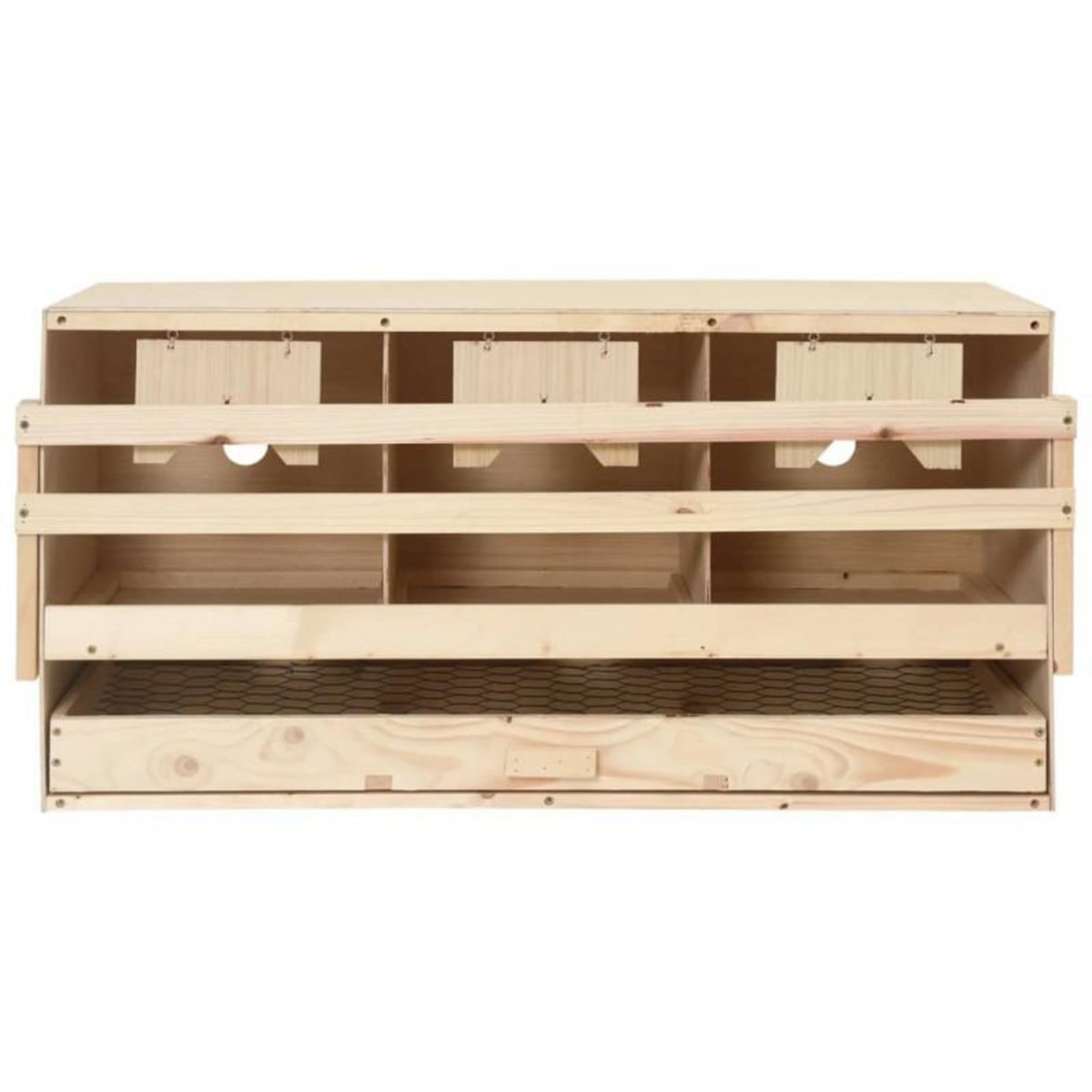 VIDAXL Pondoir 3 compartiments 72x33x38 cm bois de pin massif