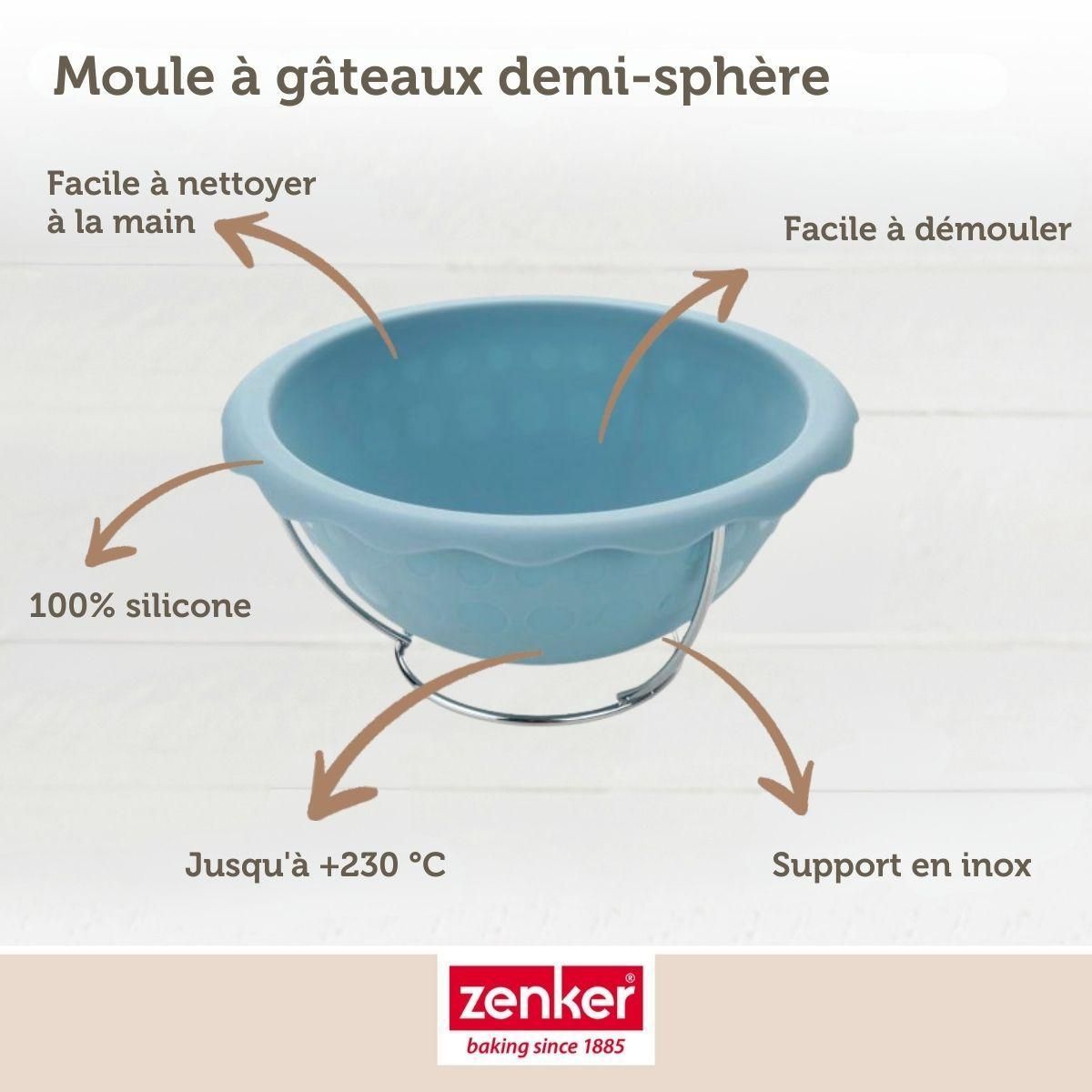 ZENKER Set comprenant 1 Moule demi sphère, 1 spatule Zenker et 2 Bols à mixer Inox Fackelmann