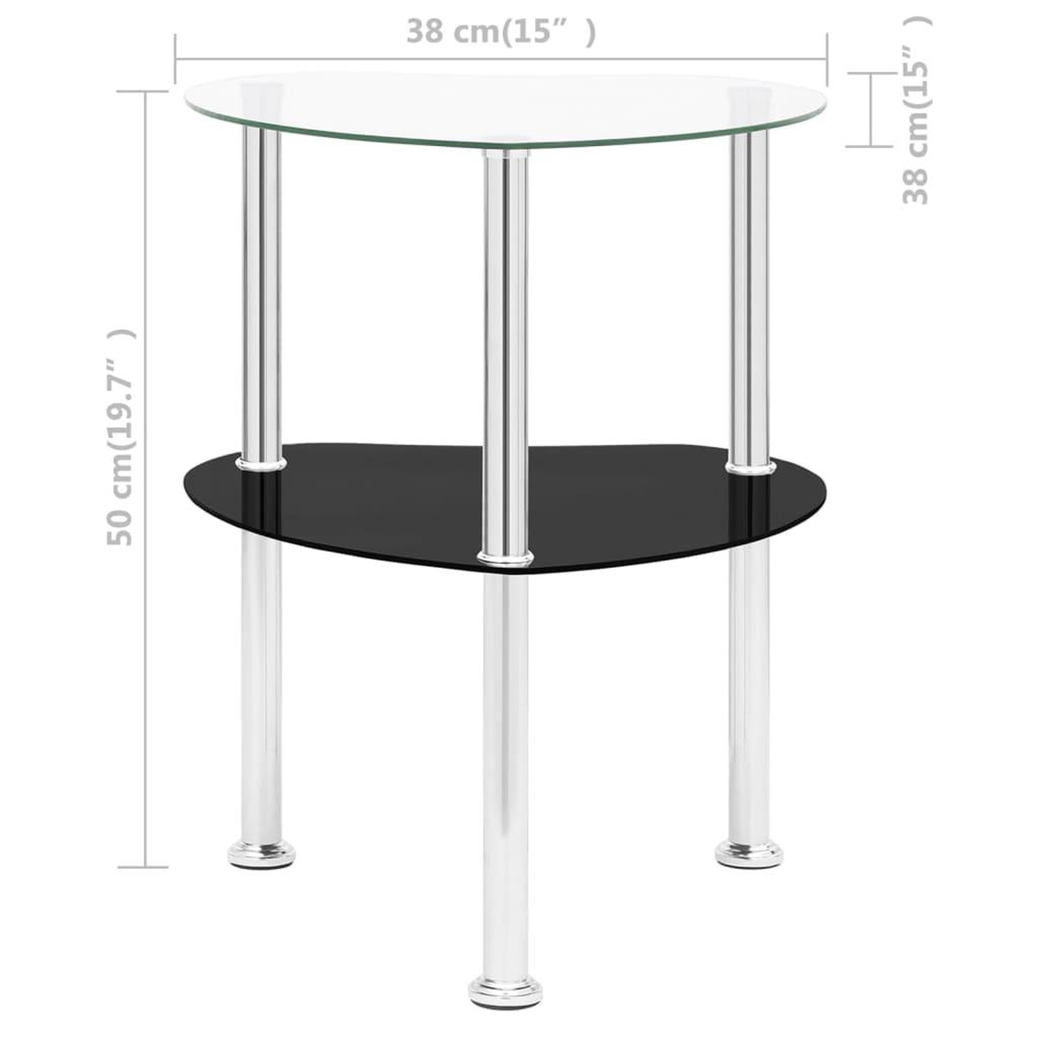 Voir la diapositive 6 : VIDAXL Table 2 niveaux Transparent et noir 38x38x50 cm Verre trempe