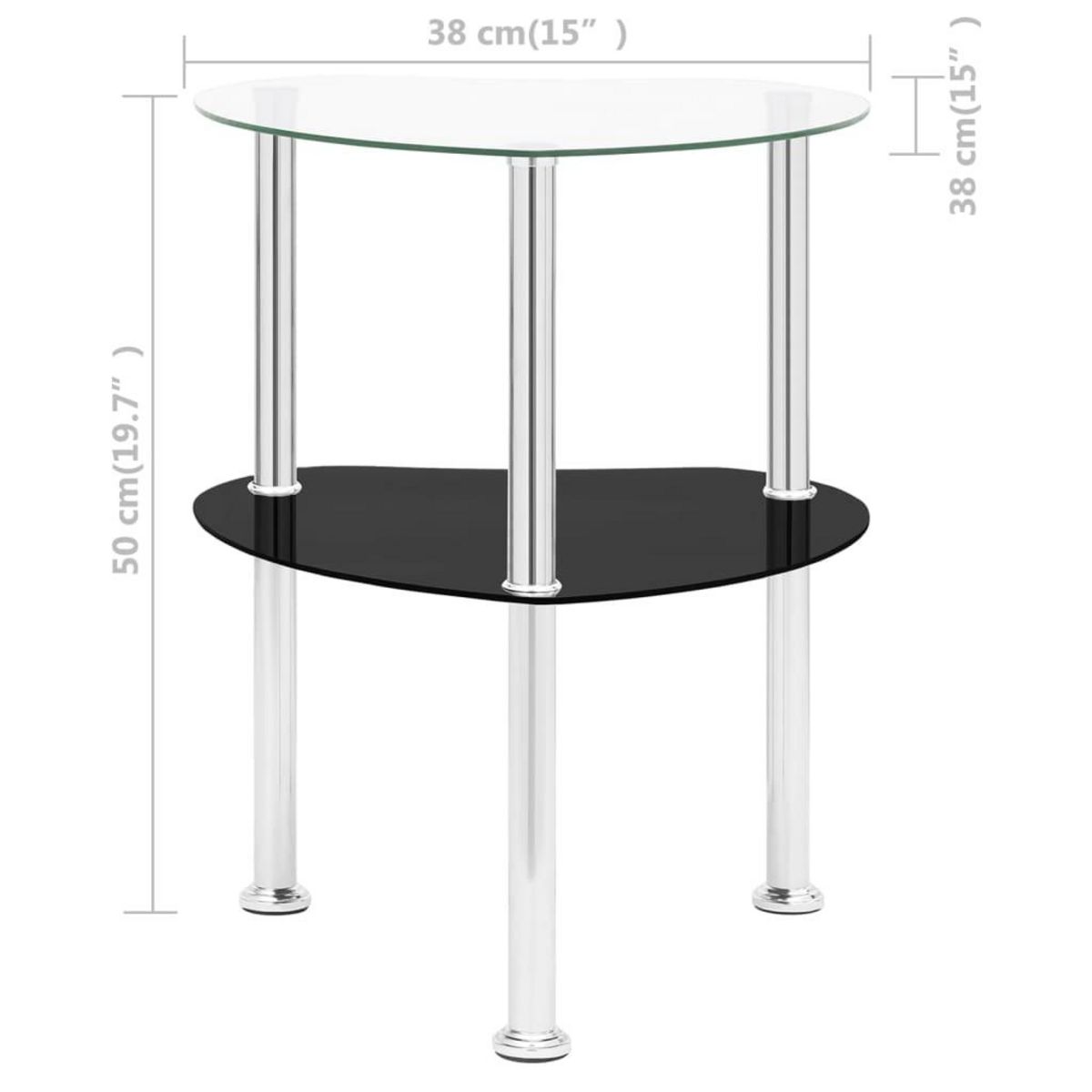 VIDAXL Table 2 niveaux Transparent et noir 38x38x50 cm Verre trempe