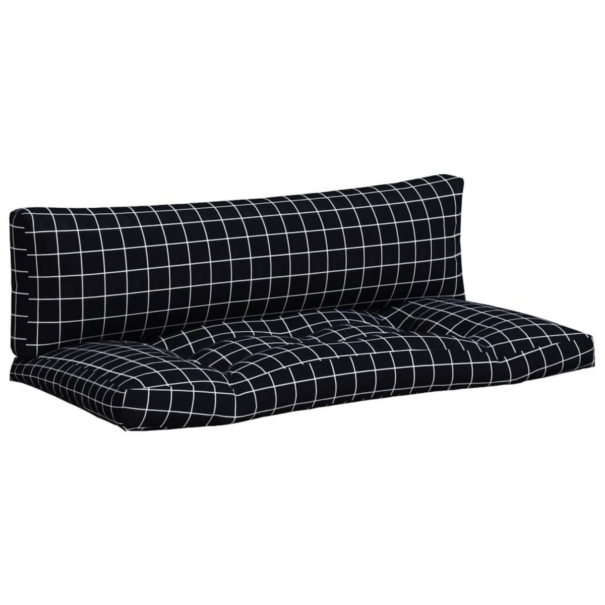 VIDAXL Coussins de palette lot de 2 motif a carreaux noir tissu Oxford