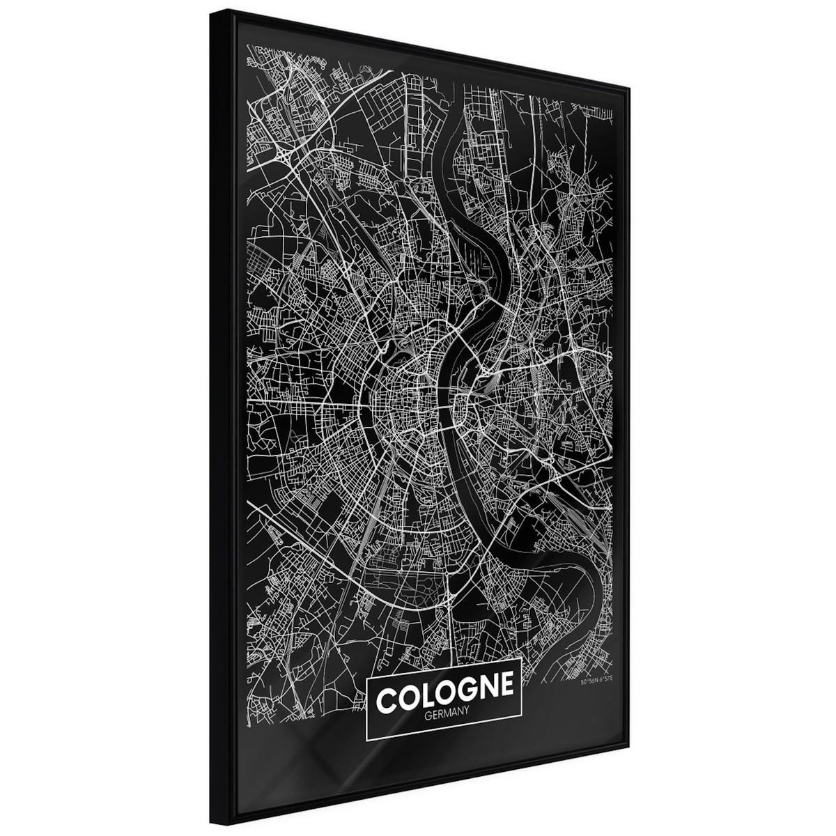 Paris Prix Affiche Murale Encadrée  City Map Cologne Dark