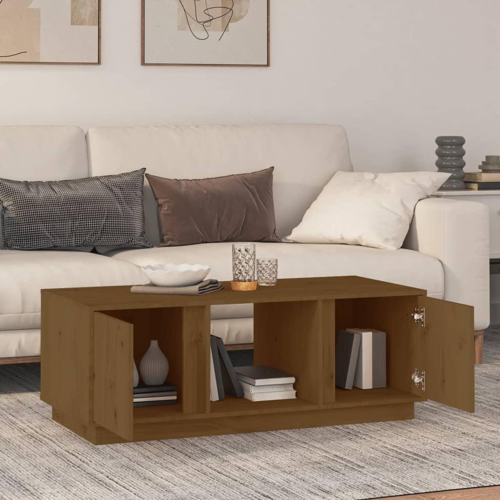 Voir la diapositive 3 : VIDAXL Table basse Marron miel 110x50x40 cm Bois massif de pin