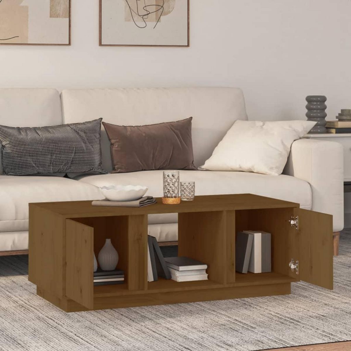 VIDAXL Table basse Marron miel 110x50x40 cm Bois massif de pin