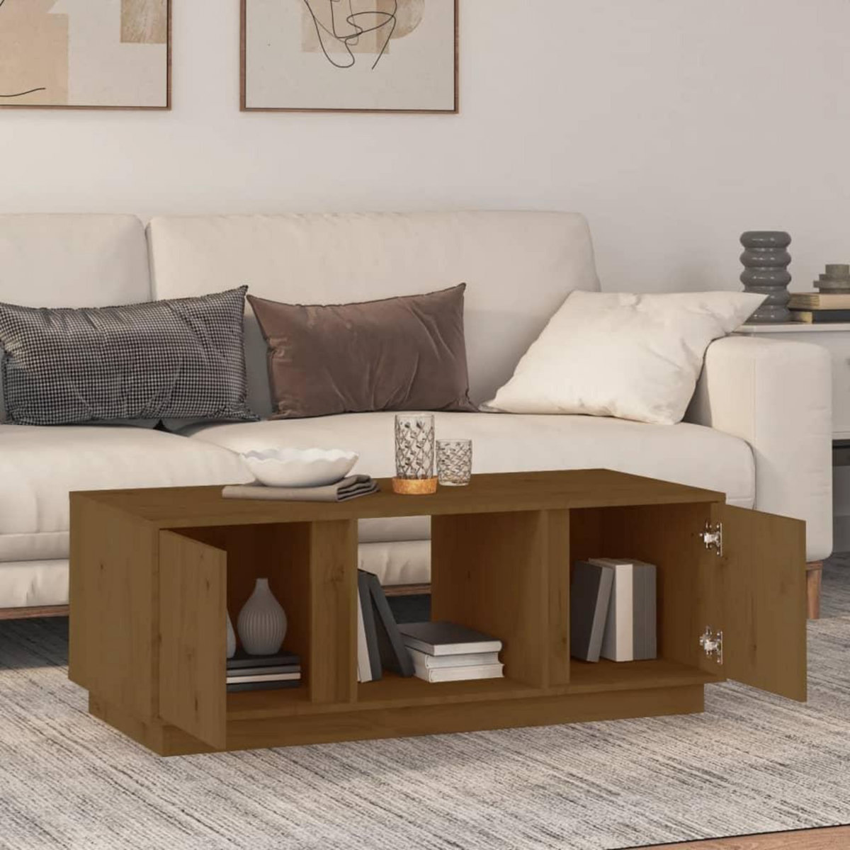 VIDAXL Table basse Marron miel 110x50x40 cm Bois massif de pin
