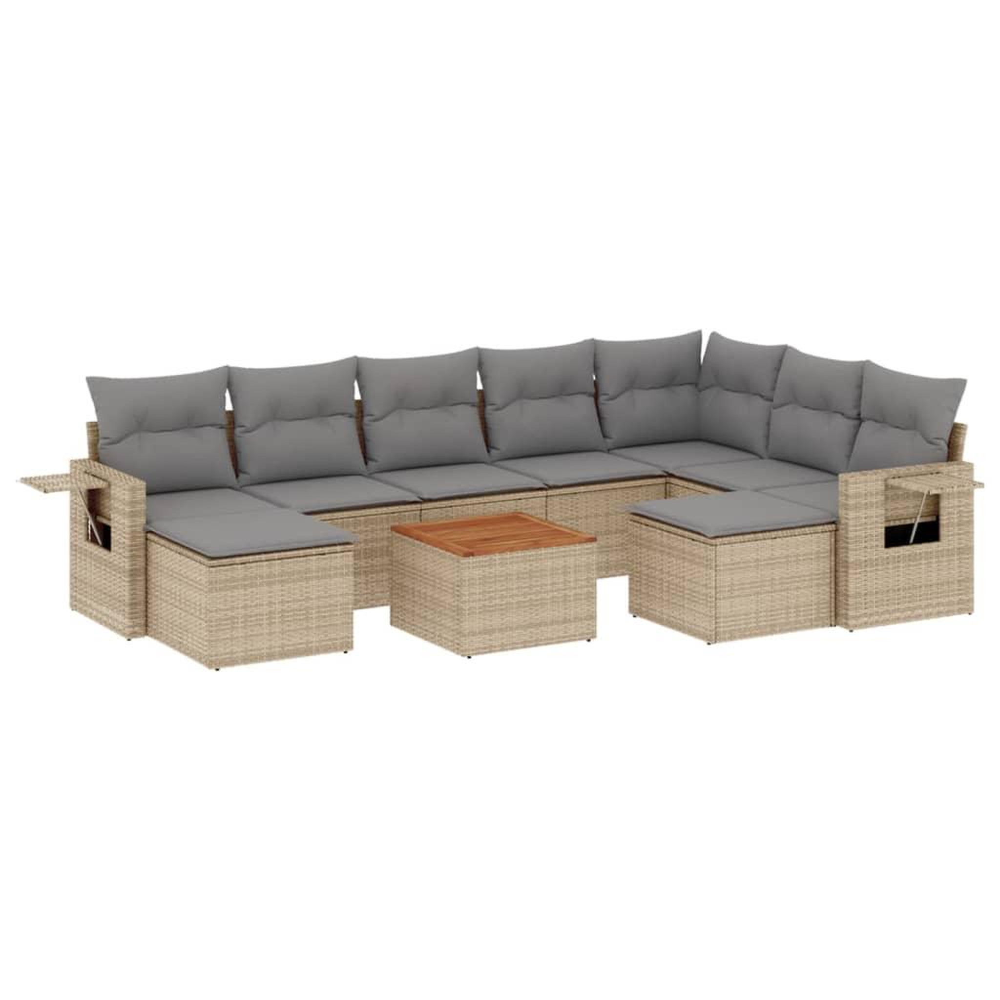 Voir la diapositive 2 : VIDAXL Salon de jardin avec coussins 10 pcs beige resine tressee