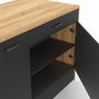 Voir la diapositive 6 : ID MARKET Ilot central LIO 120 cm maxi capacité de rangement bois et noir