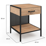 Voir la diapositive 5 : ID MARKET Lot de 2 tables de chevet PRESTON 1 tiroir avec tablette acier perforé design industriel