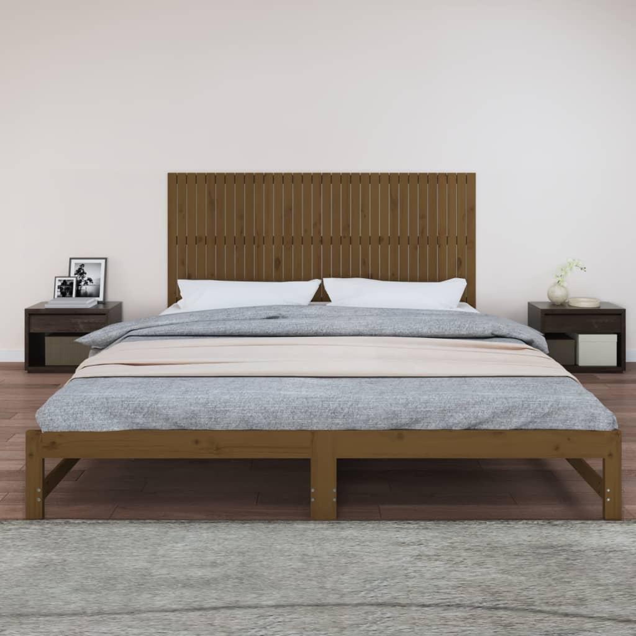 Voir la diapositive 3 : VIDAXL Tete de lit murale Marron miel 204x3x90 cm Bois massif de pin