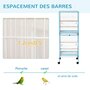 Voir la diapositive 6 : PAWHUT Grande cage à oiseaux sur pied à roulettes - volière double, mangeoires, perchoirs, plateau amovible