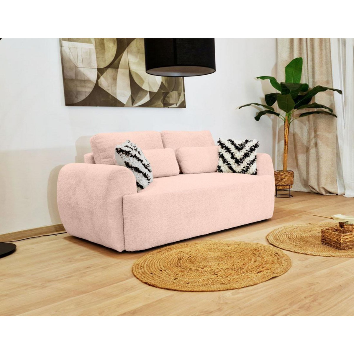 BEST MOBILIER Mahina - canapé droit 2 places - en tissu bouclette