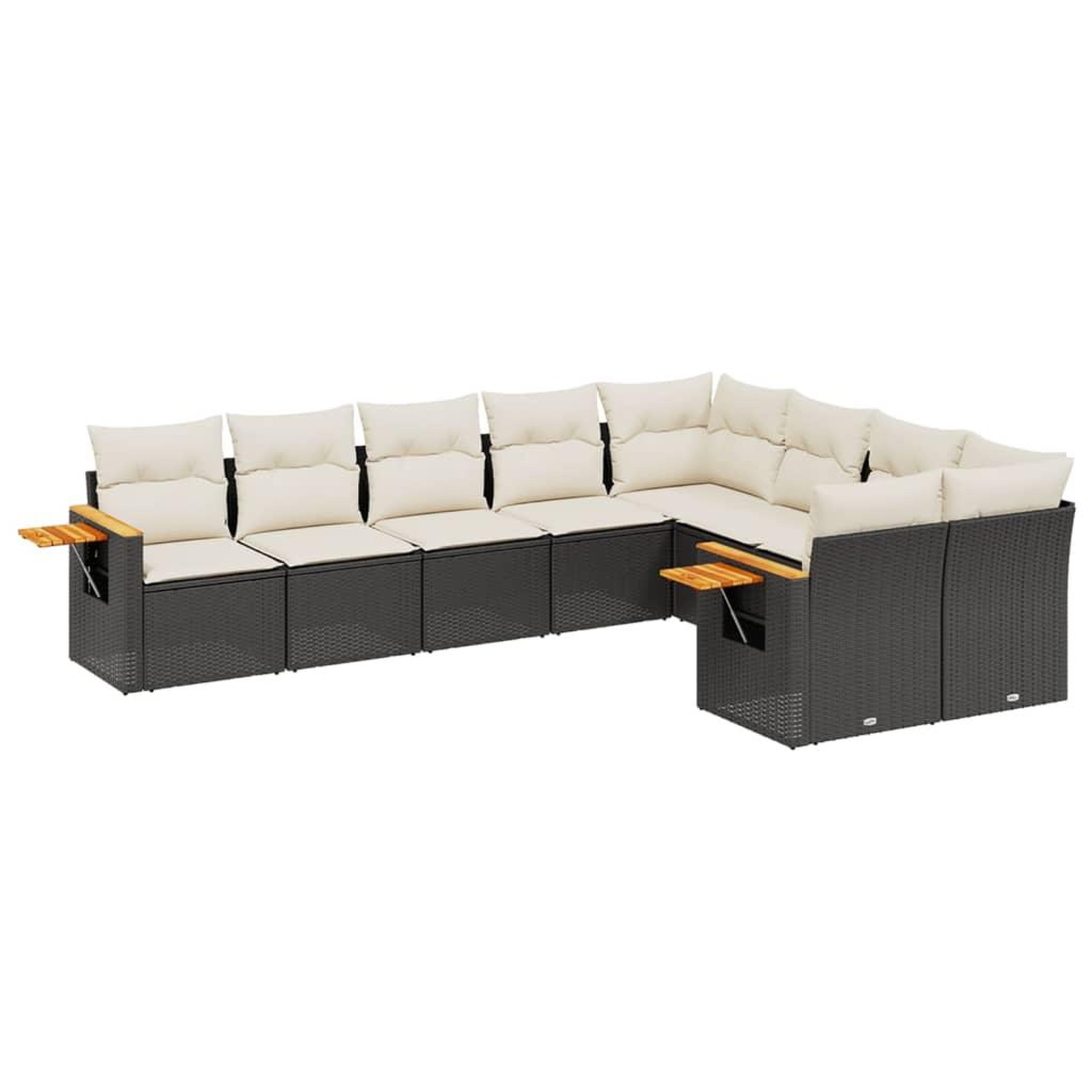Voir la diapositive 2 : VIDAXL Salon de jardin 9 pcs avec coussins noir resine tressee