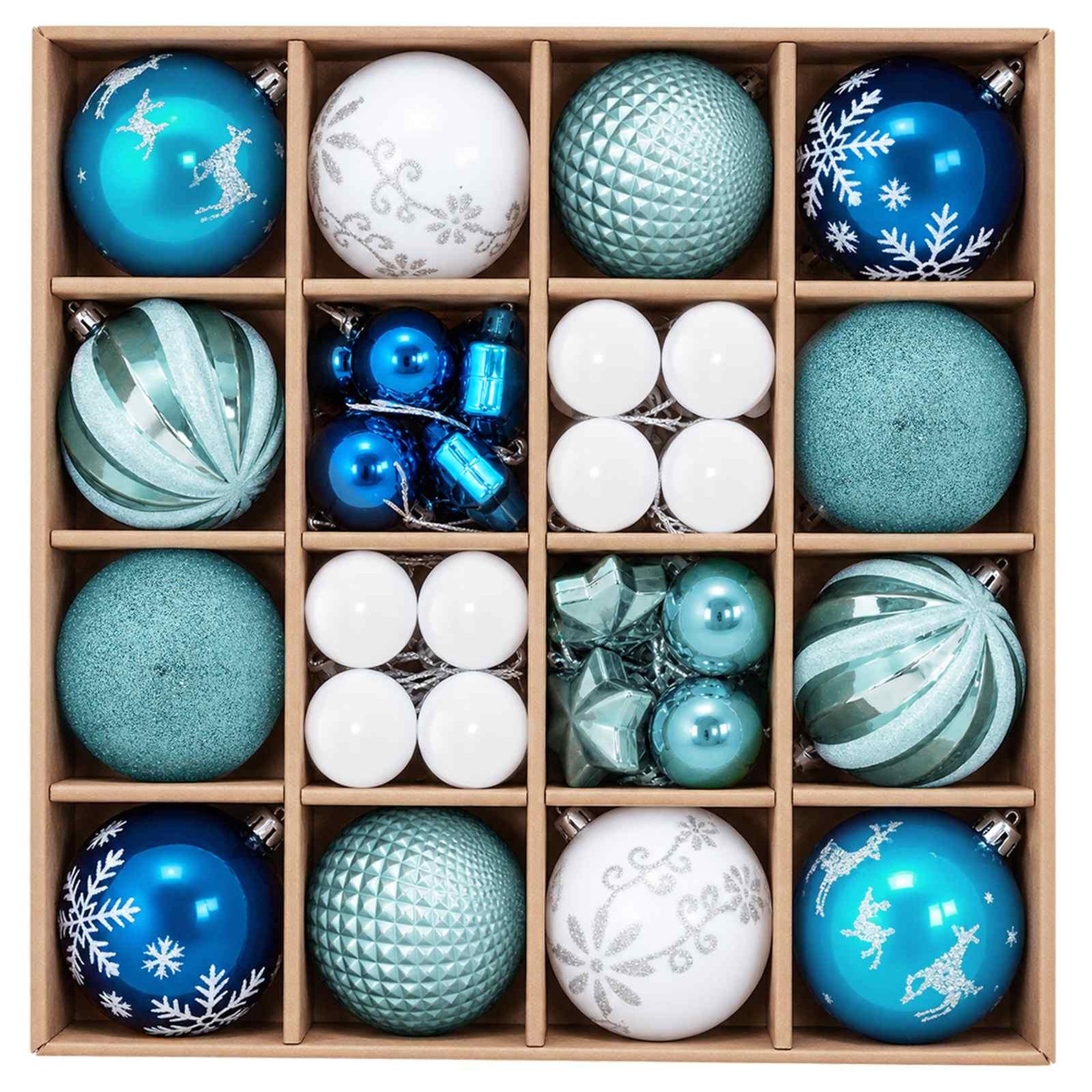 Voir la diapositive 4 : VIDAXL Ensemble de boules de Noël 88 pc Turquoise, bleu fonce et blanc
