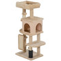 Voir la diapositive 5 : PAWHUT Arbre à chat H.104 cm - griffoir, grattoir, bande massante, jeux boules, niche, plateforme observation - beige