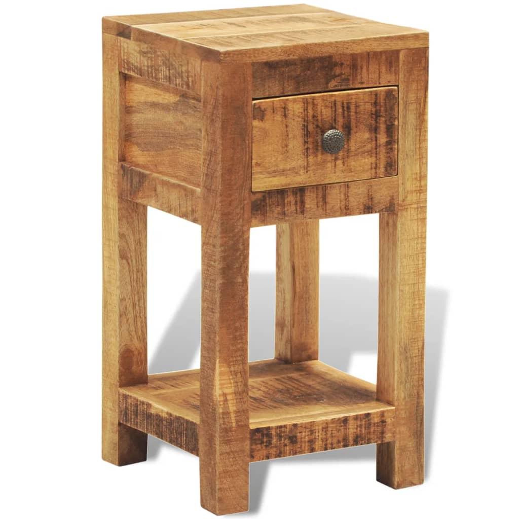 Voir la diapositive 1 : VIDAXL Table de chevet avec 1 tiroir Bois massif de manguier