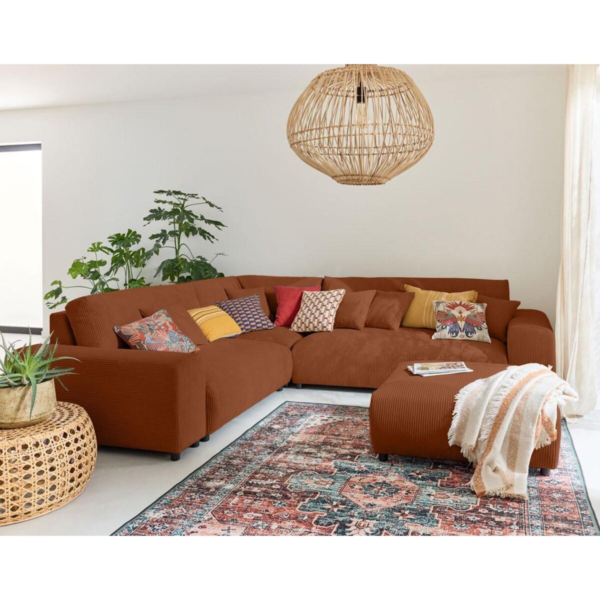 LISA DESIGN Garance - canapé modulable d'angle gauche - 5 places - en velours côtelé