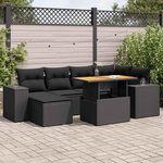 VIDAXL Salon de jardin 7 pcs avec coussins noir resine tressee