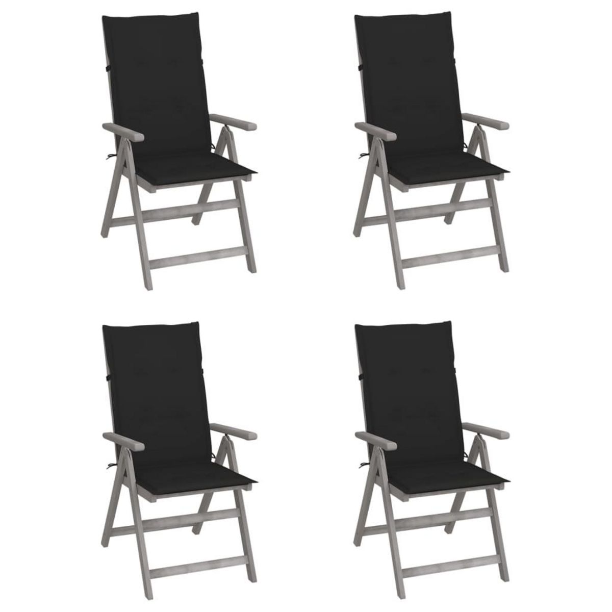VIDAXL Chaises inclinables de jardin lot de 4 et coussins Bois acacia