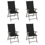 VIDAXL Chaises inclinables de jardin lot de 4 et coussins Bois acacia