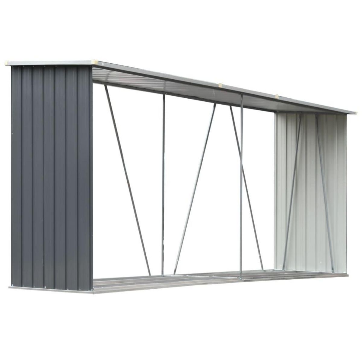 VIDAXL Abri de stockage de bois Acier galvanise 330x84x152 cm Gris