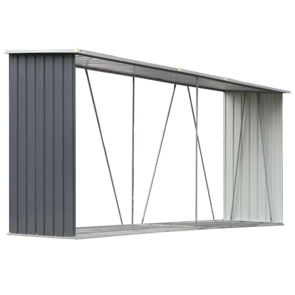 VIDAXL Abri de stockage de bois Acier galvanise 330x84x152 cm Gris