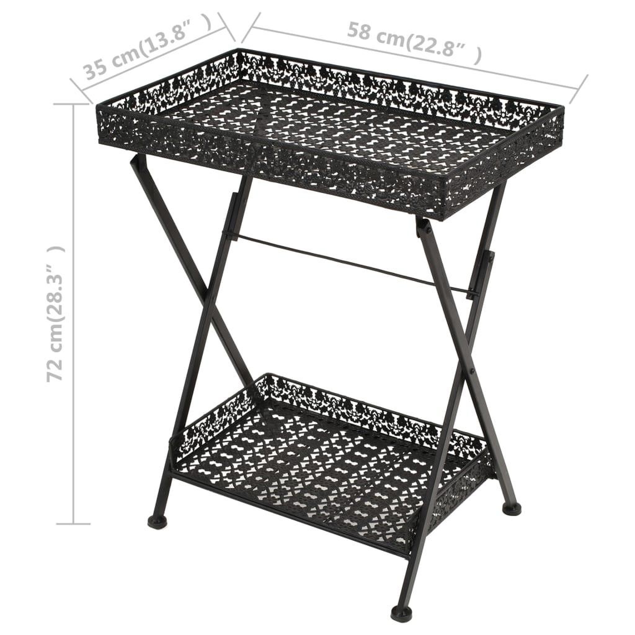 Voir la diapositive 6 : VIDAXL Table a the pliante style vintage metal 58 x 35 x 72 cm noir