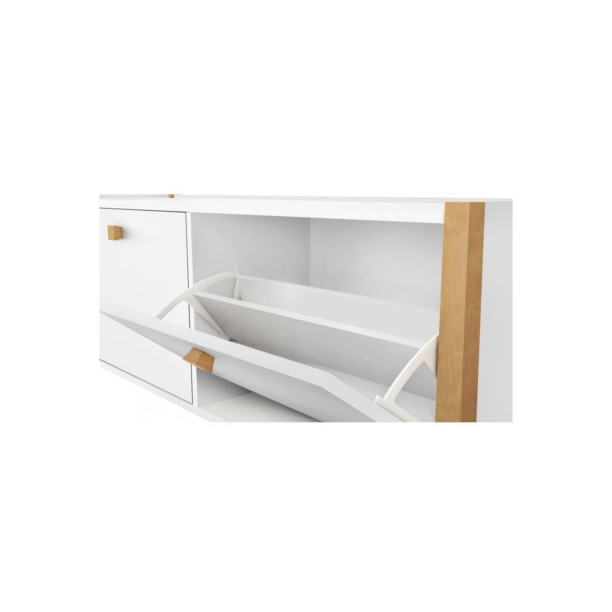 Voir la diapositive 3 : Paris Prix Meuble à chaussures 2 compartiments  hannover  125cm blanc