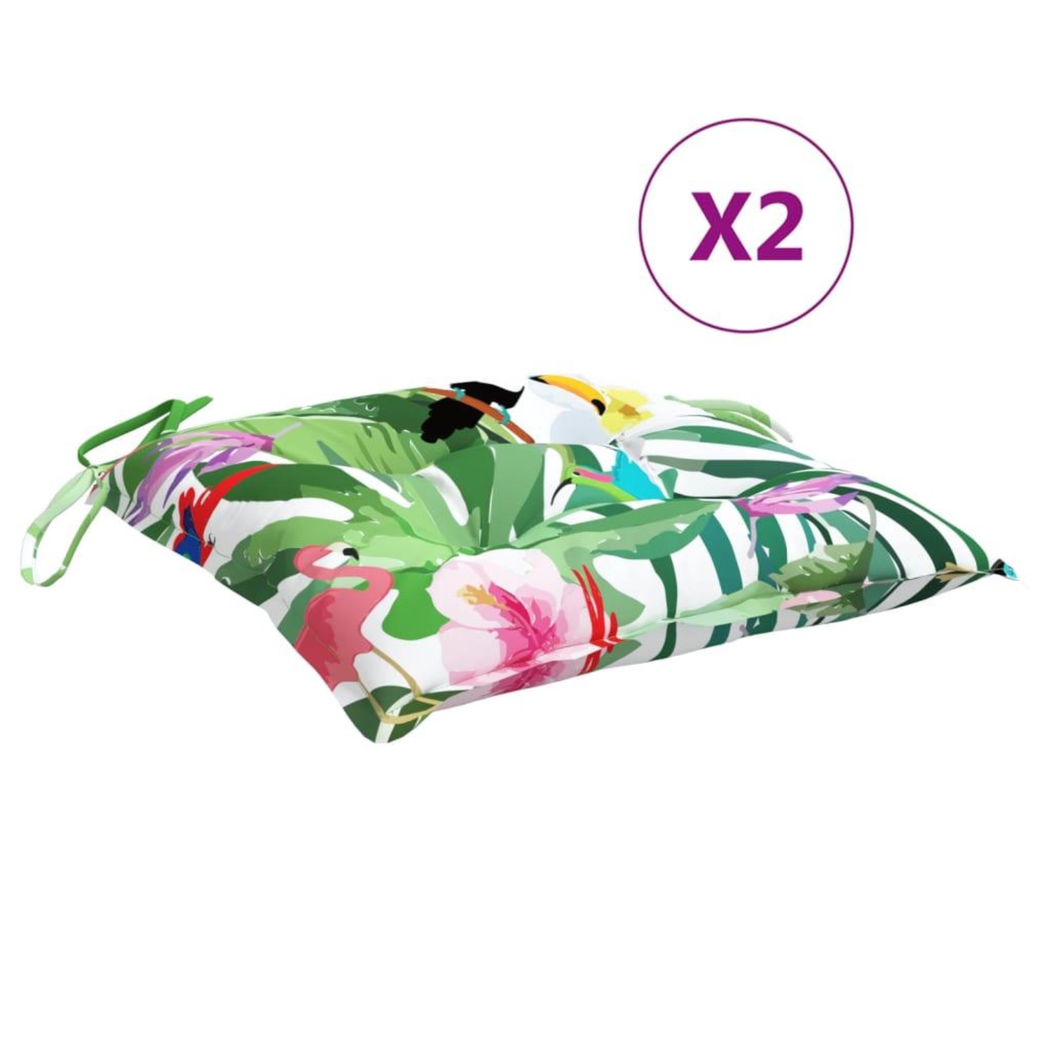 Voir la diapositive 2 : VIDAXL Coussins de chaise lot de 2 multicolore 50x50x7 cm tissu oxford