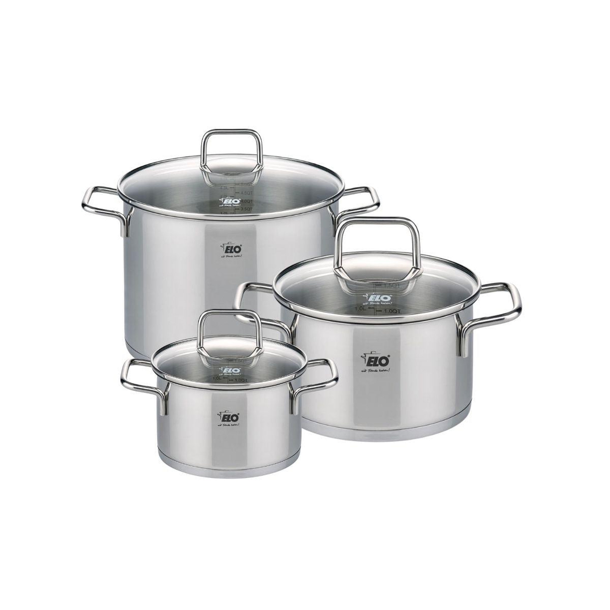 ELO Set de 3 faitouts en inox 16 cm 20 cm et 26 cm elo citrin
