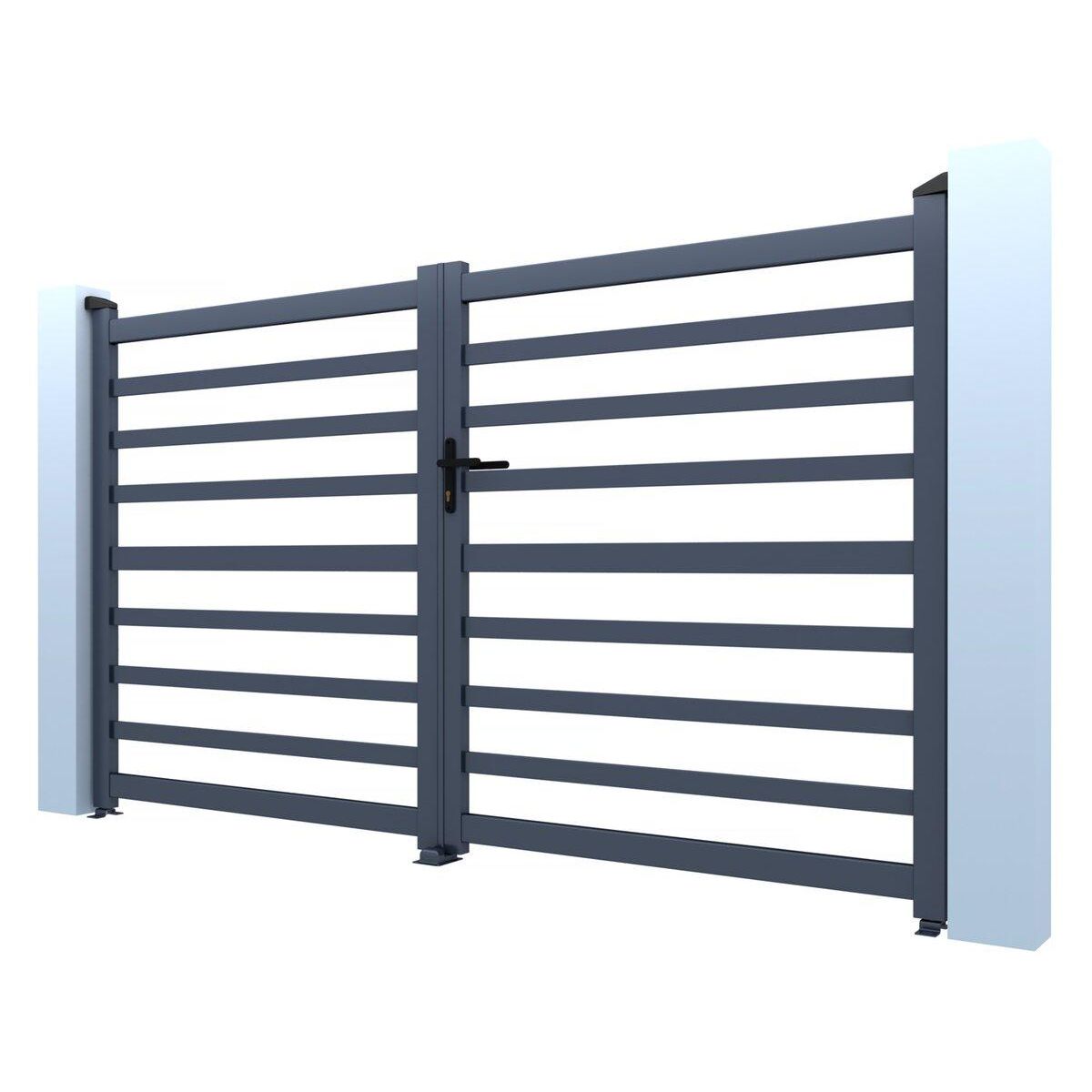 Habitat et Jardin Portail aluminium ajouré  Martin  - 300 x 120 cm - Gris