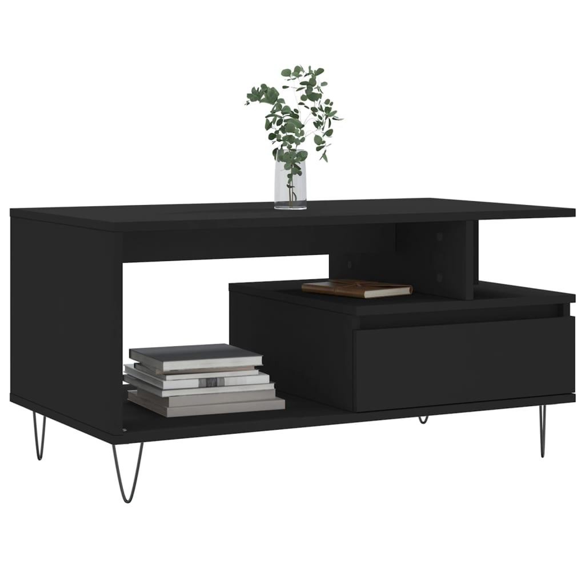 Voir la diapositive 3 : VIDAXL Table basse Noir 90x49x45 cm Bois d'ingenierie