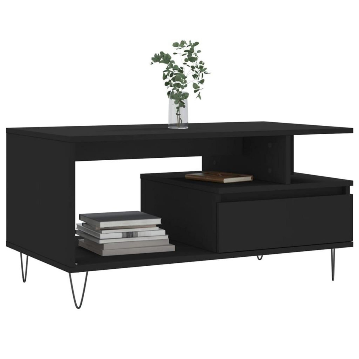 VIDAXL Table basse Noir 90x49x45 cm Bois d'ingenierie