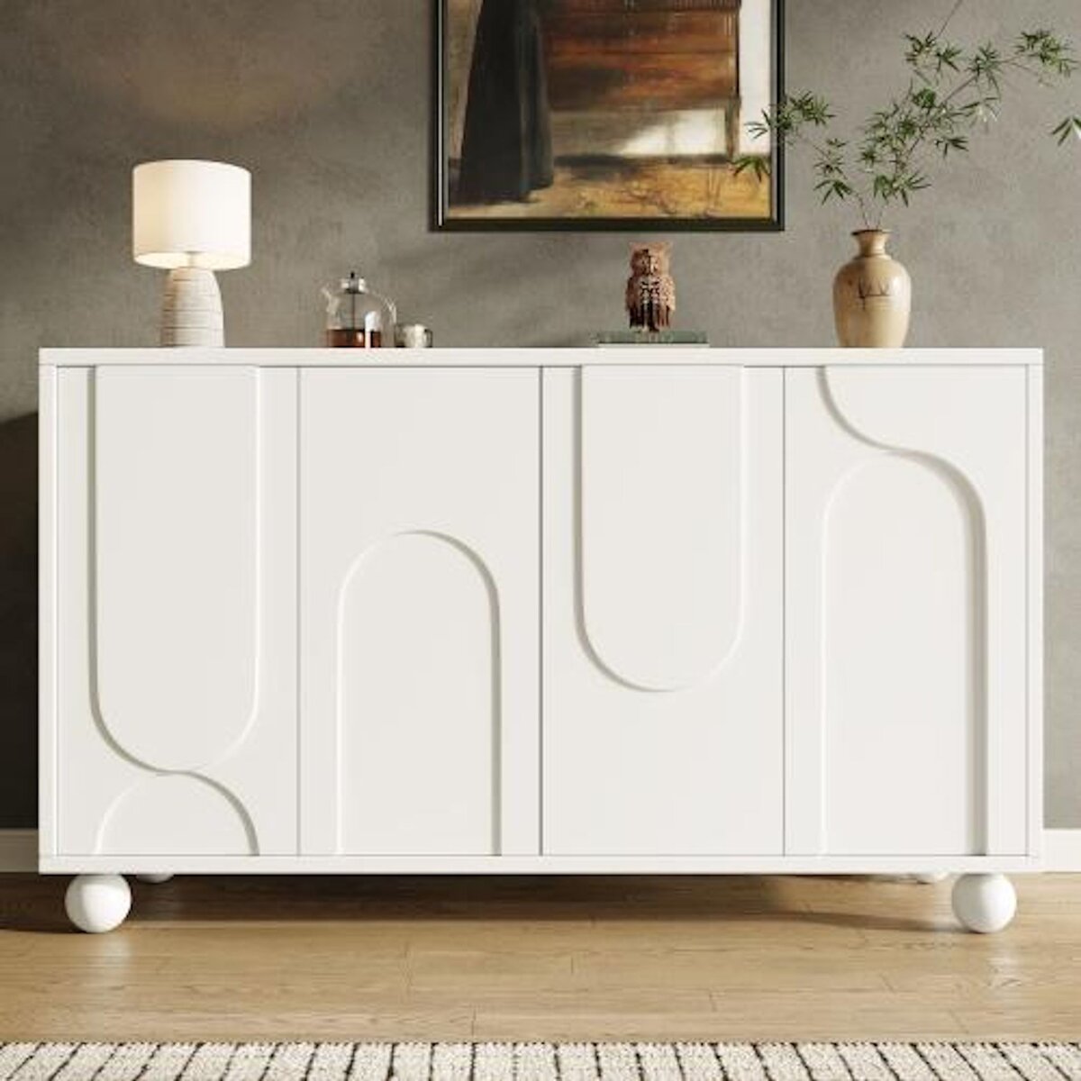 MERAX Buffet 4 porte(s) 0 tiroir(s) - 120 cm blanc mdf