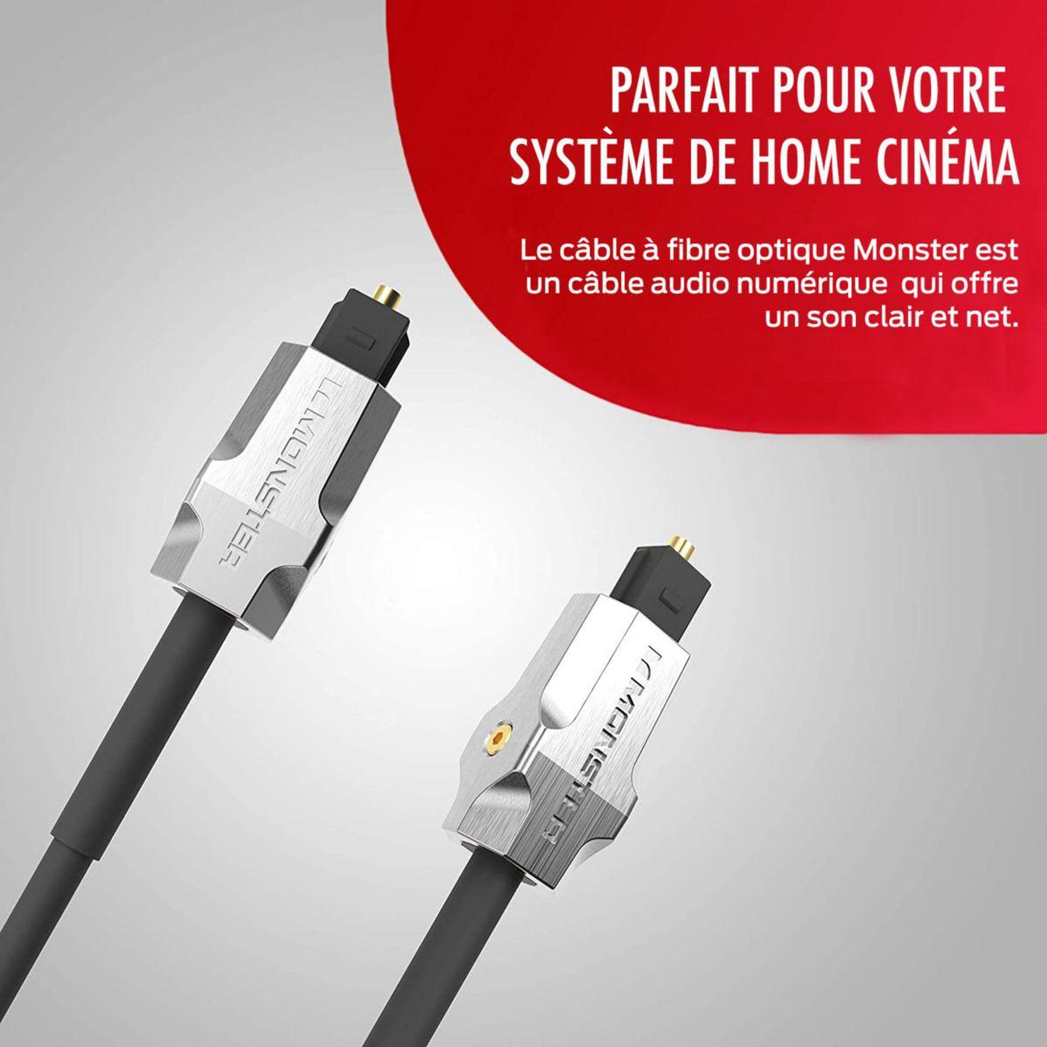Voir la diapositive 2 : Monster Cable Câble fibre optique 2.0/22.5 GBPS 3M M1000 UHD