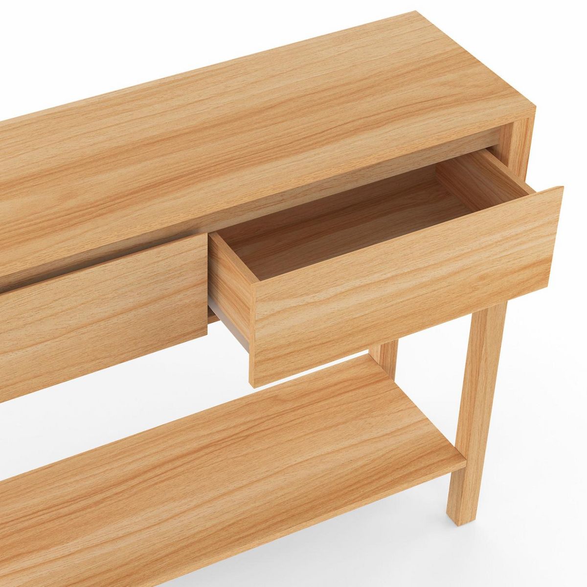 ID MARKET Console 2 tiroirs TOSCANE 1 étagère effet teck