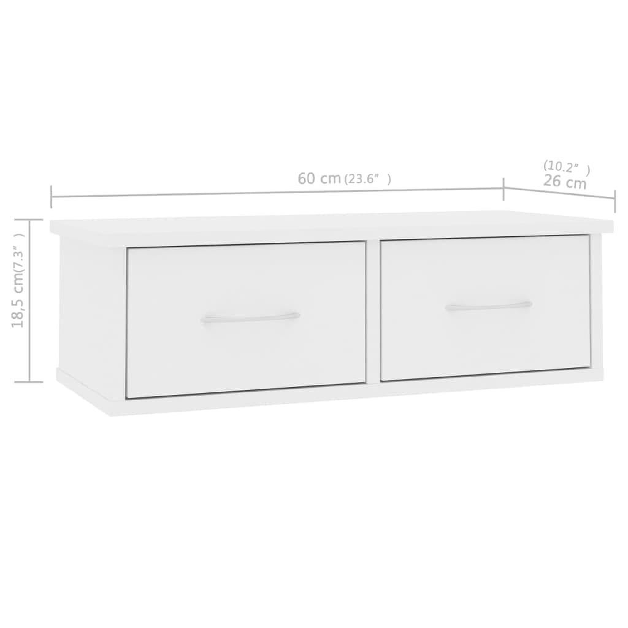 Voir la diapositive 6 : VIDAXL Etagere murale et tiroirs Blanc 60x26x18,5 cm Bois d'ingenierie