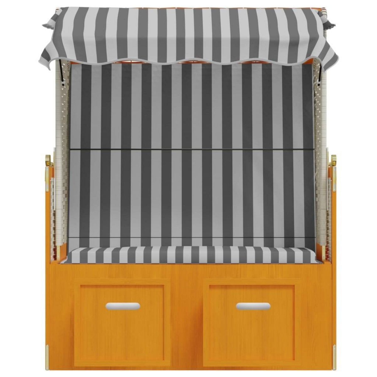 VIDAXL Strandkorb avec auvent resine tressee et bois solide blanc gris