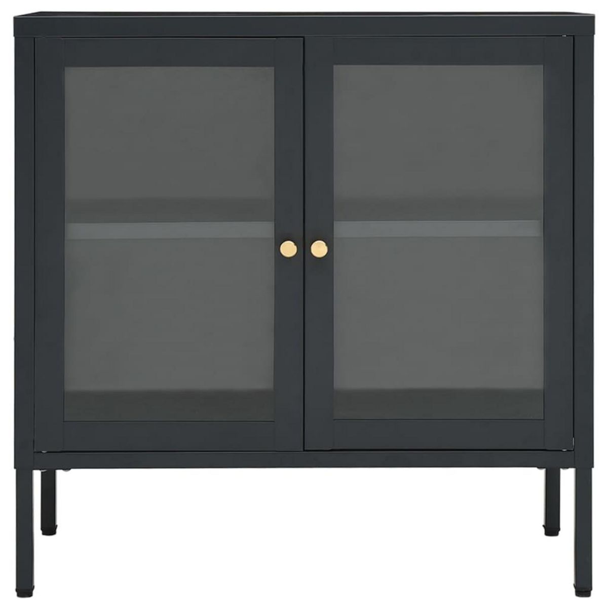 VIDAXL Buffet Anthracite 70x35x70 cm Acier et verre