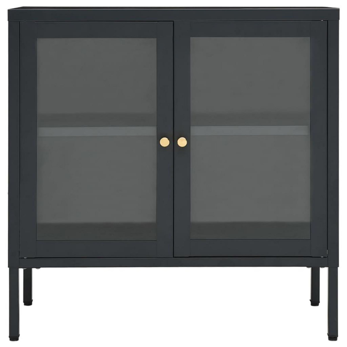 VIDAXL Buffet Anthracite 70x35x70 cm Acier et verre