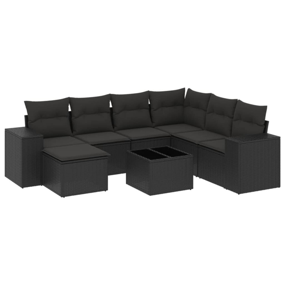 VIDAXL Salon de jardin 8 pcs avec coussins noir resine tressee