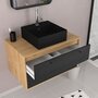 Aurlane Pack meuble de salle de bain caisson 2 tiroirs + vasque carrée + Miroir - UBY 80cm